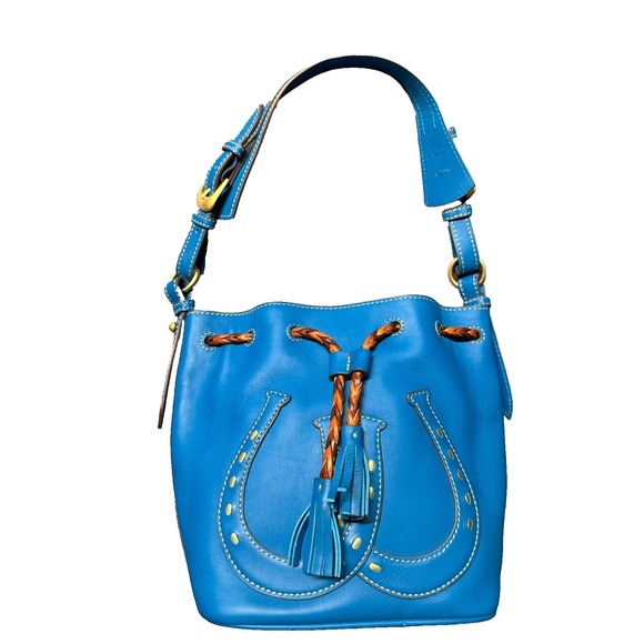 Dooney & Bourke Handbags - Dooney & Bourke Red Western Horseshoe Leather Drawstring Bag Bucket Cowgirl